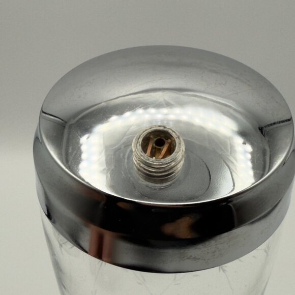 Vintage Mid Century Modern Etched Glass Cocktail Shaker Chrome Lid 10.5” MCM - Picture 10 of 16
